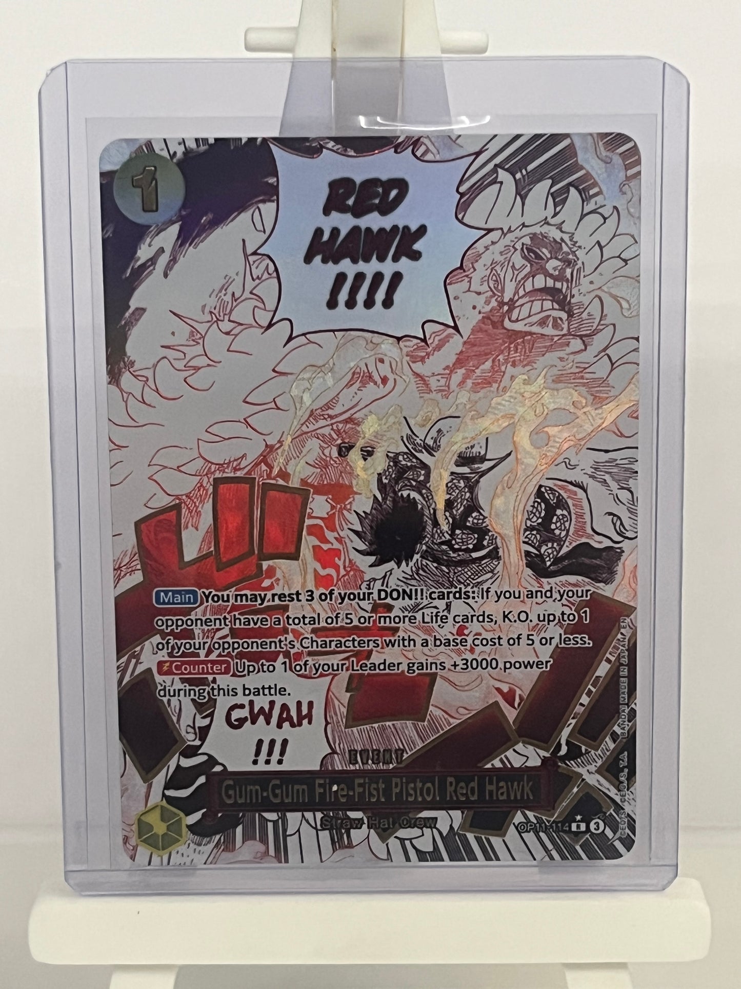 One Piece TCG - OP11-114 Alt Art - Gum-Gum Fire-Fist Pistol Red Hawk - English
