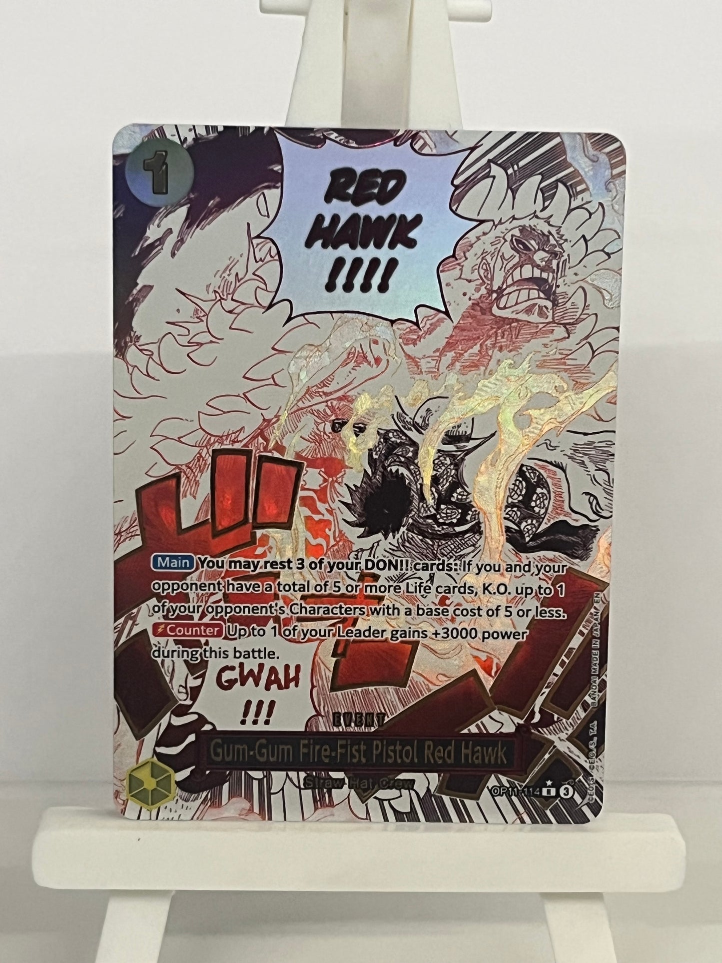 One Piece TCG - OP11-114 Alt Art - Gum-Gum Fire-Fist Pistol Red Hawk - English