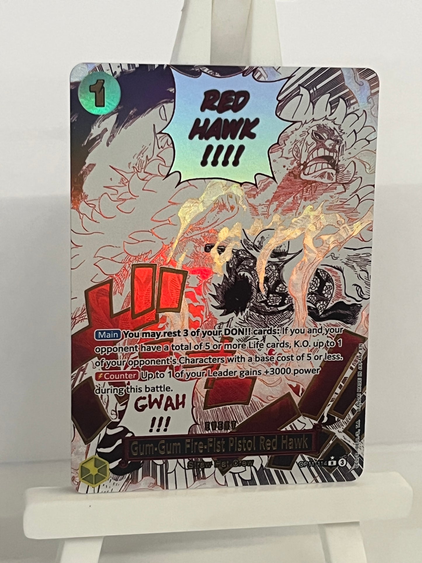 One Piece TCG - OP11-114 Alt Art - Gum-Gum Fire-Fist Pistol Red Hawk - English