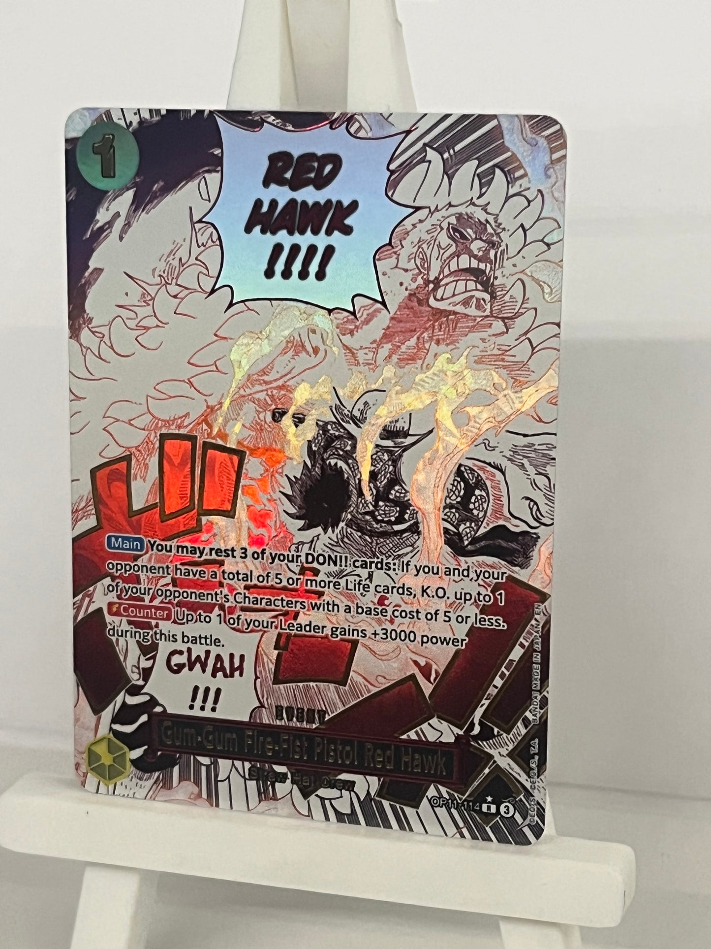 One Piece TCG - OP11-114 Alt Art - Gum-Gum Fire-Fist Pistol Red Hawk - English