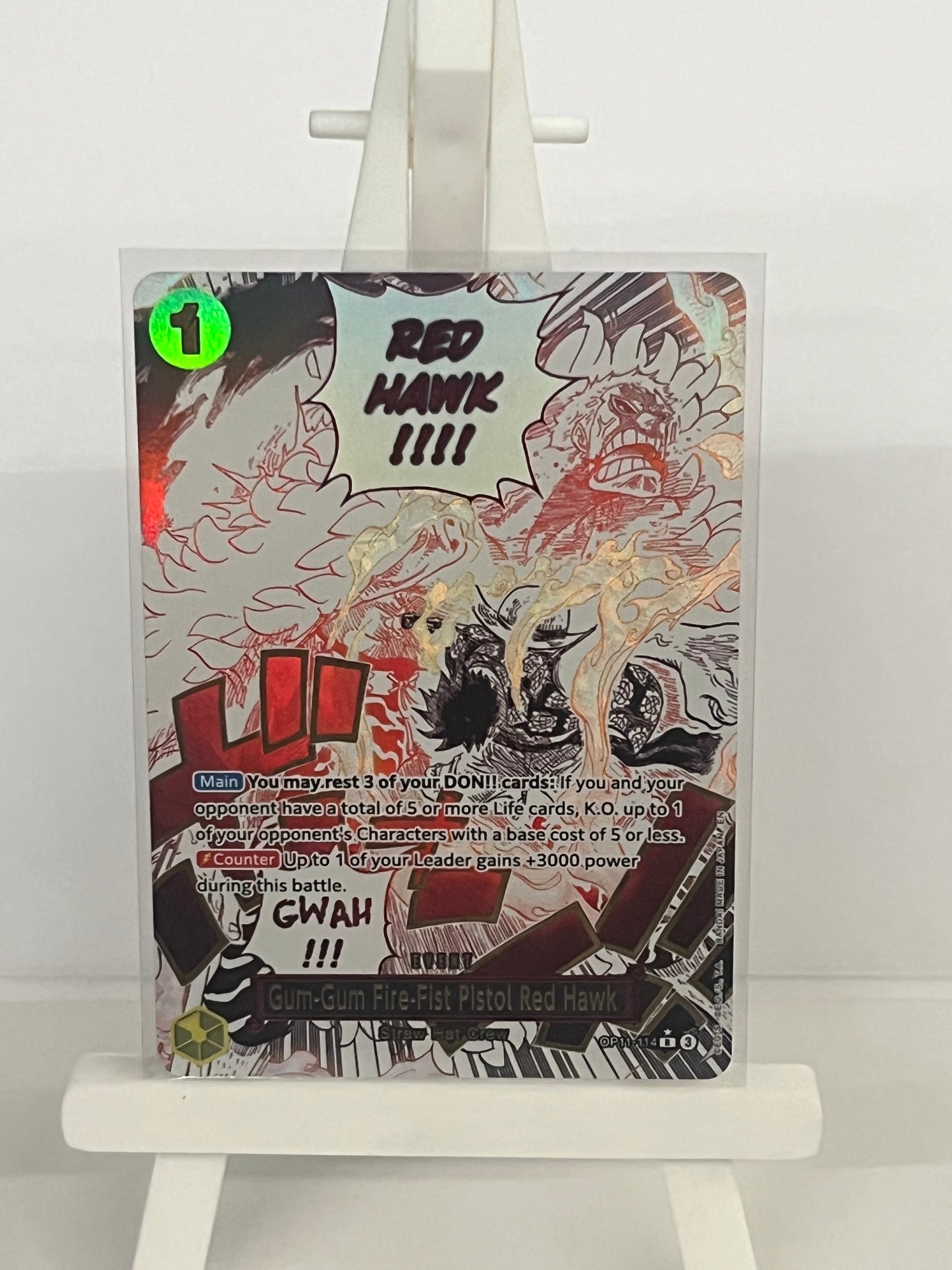 One Piece TCG - OP11-114 Alt Art - Gum-Gum Fire-Fist Pistol Red Hawk - English